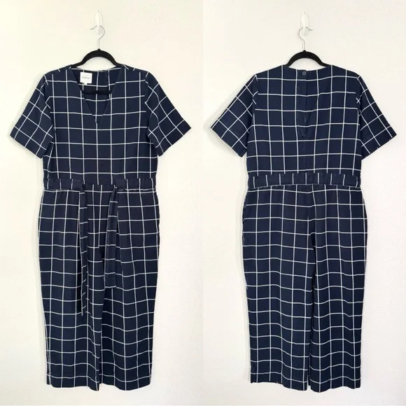 Kowtow Archive Cotton Twill Organic Cotton Cropped Jumpsuit in Blue Check Medium - Picture 3 of 7